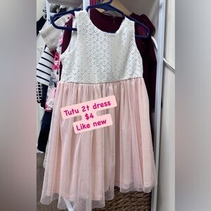 Youngland Pink and White Lace Dress
